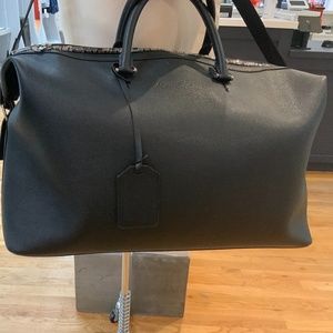 Black Italian Leather Duffle Bag